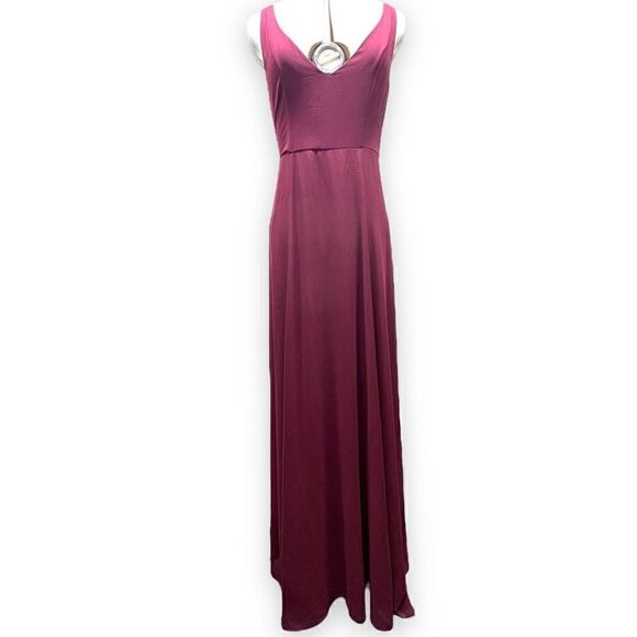 Show Me Your MuMu Jenn Maxi Sleeveless Bridesmaid Gown Dress in Merlot Chiffon M - Picture 1 of 14